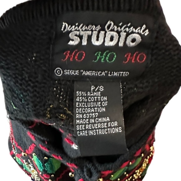 Vintage Designers Originals Studio Ho Ho Ho Christmas‎ Cardigan Sweater - Picture 6 of 6